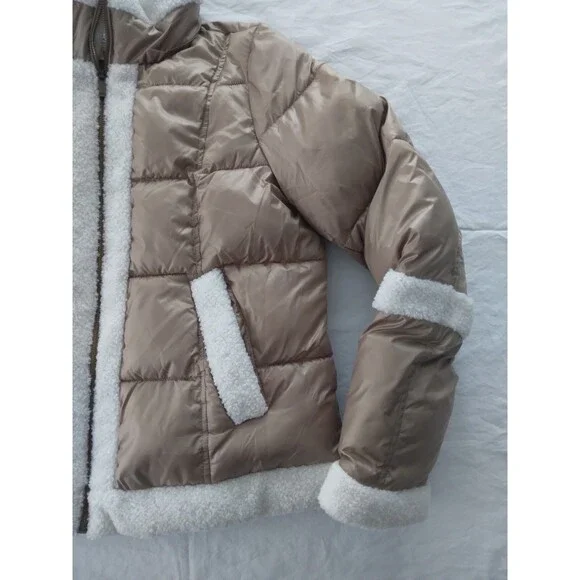 A.N.A Coat Jacket Quilted Puffer Faux Sherpa Trim Womens Size Large - Picture 5 of 15
